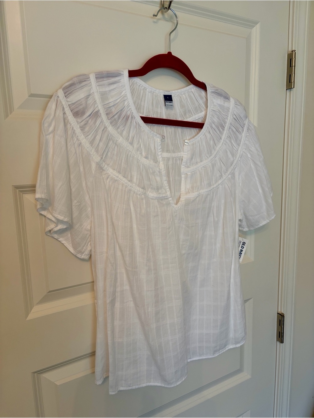 NWT Old Navy White Short-Sleeve Peasant Blouse - Picture 2 of 6